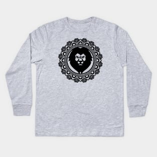 Leo Lion Zodiac Mandala Kids Long Sleeve T-Shirt